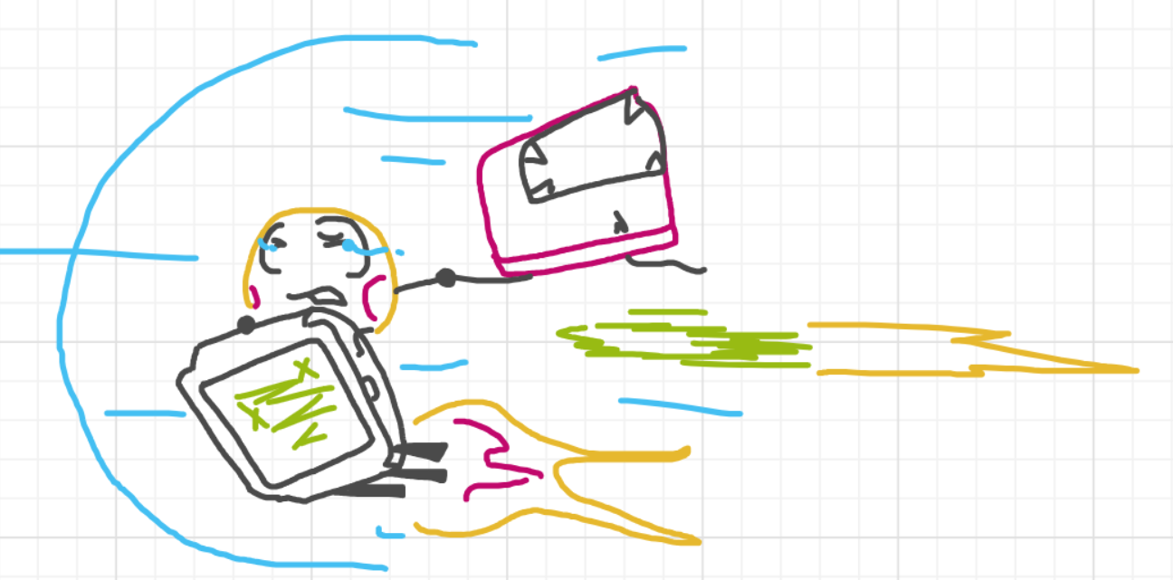 A panel from Ready Oar Knot, episode three of the Board Boards object show by Furretwalk/WalkingFurret.